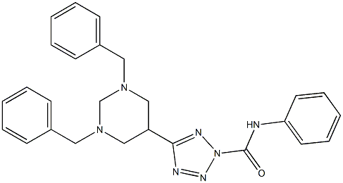 N2-phenyl-5-(1,3-dibenzylhexahydropyrimidin-5-yl)-2H-1,2,3,4-tetraazole-2-carboxamide Structure