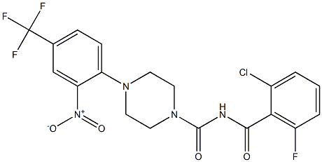N1-(2-chloro-6-fluorobenzoyl)-4-[2-nitro-4-(trifluoromethyl)phenyl]piperazine-1-carboxamide 구조식 이미지