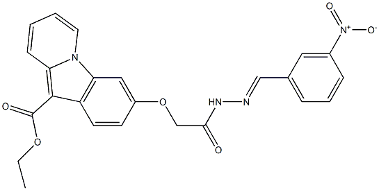 ethyl 3-(2-{2-[(E)-(3-nitrophenyl)methylidene]hydrazino}-2-oxoethoxy)pyrido[1,2-a]indole-10-carboxylate 구조식 이미지