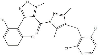 [4-(2,6-dichlorobenzyl)-3,5-dimethyl-1H-pyrazol-1-yl][3-(2,6-dichlorophenyl)-5-methylisoxazol-4-yl]methanone 구조식 이미지