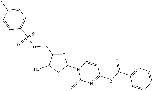 {5-[4-(benzoylamino)-2-oxopyrimidin-1(2H)-yl]-3-hydroxytetrahydrofuran-2-yl}methyl 4-methylbenzenesulfonate Structure