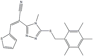2-{4-methyl-5-[(2,3,4,5,6-pentamethylbenzyl)thio]-4H-1,2,4-triazol-3-yl}-3-(2-thienyl)acrylonitrile 구조식 이미지