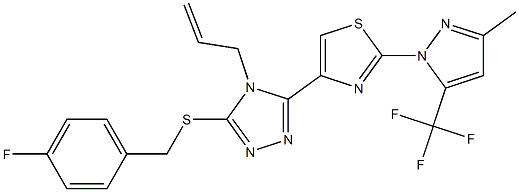 4-allyl-3-[(4-fluorobenzyl)sulfanyl]-5-{2-[3-methyl-5-(trifluoromethyl)-1H-pyrazol-1-yl]-1,3-thiazol-4-yl}-4H-1,2,4-triazole 구조식 이미지