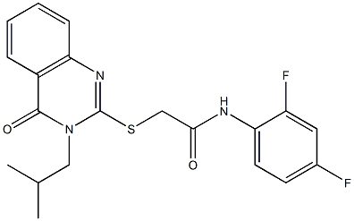 N-(2,4-difluorophenyl)-2-[(3-isobutyl-4-oxo-3,4-dihydro-2-quinazolinyl)sulfanyl]acetamide 구조식 이미지