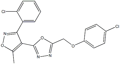 2-[(4-chlorophenoxy)methyl]-5-[3-(2-chlorophenyl)-5-methyl-4-isoxazolyl]-1,3,4-oxadiazole Structure