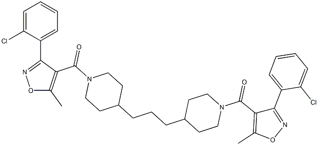 [3-(2-chlorophenyl)-5-methyl-4-isoxazolyl]{4-[3-(1-{[3-(2-chlorophenyl)-5-methyl-4-isoxazolyl]carbonyl}-4-piperidyl)propyl]piperidino}methanone Structure