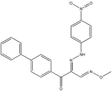 3-[1,1'-biphenyl]-4-yl-2-[(E)-2-(4-nitrophenyl)hydrazono]-3-oxopropanal O-methyloxime Structure