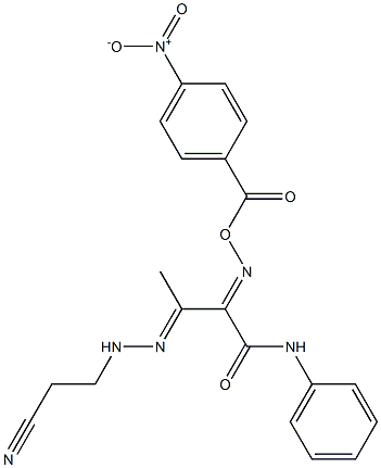 3-[2-(2-cyanoethyl)hydrazono]-2-{[(4-nitrobenzoyl)oxy]imino}-N-phenylbutanamide 구조식 이미지