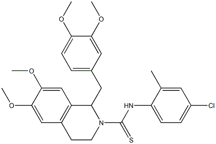 N2-(4-chloro-2-methylphenyl)-1-(3,4-dimethoxybenzyl)-6,7-dimethoxy-1,2,3,4-tetrahydroisoquinoline-2-carbothioamide 구조식 이미지