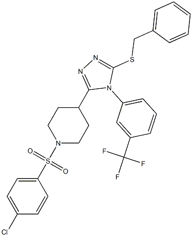 4-{5-(benzylsulfanyl)-4-[3-(trifluoromethyl)phenyl]-4H-1,2,4-triazol-3-yl}-1-[(4-chlorophenyl)sulfonyl]piperidine Structure