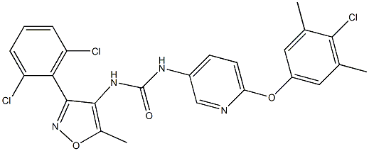 N-[6-(4-chloro-3,5-dimethylphenoxy)-3-pyridyl]-N'-[3-(2,6-dichlorophenyl)-5-methylisoxazol-4-yl]urea 구조식 이미지