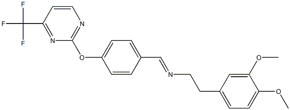 N1-(4-{[4-(trifluoromethyl)pyrimidin-2-yl]oxy}benzylidene)-2-(3,4-dimethoxyphenyl)ethan-1-amine 구조식 이미지