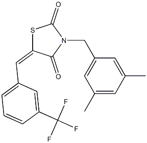 3-(3,5-dimethylbenzyl)-5-{(E)-[3-(trifluoromethyl)phenyl]methylidene}-1,3-thiazolane-2,4-dione Structure