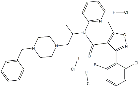 N4-[2-(4-benzylpiperazino)-1-methylethyl]-N4-(2-pyridyl)-3-(2-chloro-6-fluo rophenyl)-5-methylisoxazole-4-carboxamide trihydrochloride 구조식 이미지