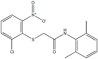 N1-(2,6-dimethylphenyl)-2-[(2-chloro-6-nitrophenyl)thio]acetamide 구조식 이미지