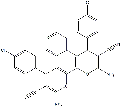 2,11-diamino-4,9-di(4-chlorophenyl)-4,9-dihydrobenzo[f]pyrano[3,2-h]chromene-3,10-dicarbonitrile 구조식 이미지