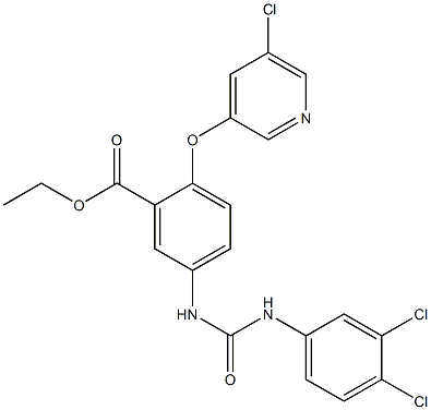 ethyl 2-[(5-chloro-3-pyridyl)oxy]-5-{[(3,4-dichloroanilino)carbonyl]amino}benzoate Structure