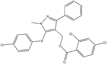 {5-[(4-chlorophenyl)sulfanyl]-1-methyl-3-phenyl-1H-pyrazol-4-yl}methyl 2,4-dichlorobenzenecarboxylate 구조식 이미지