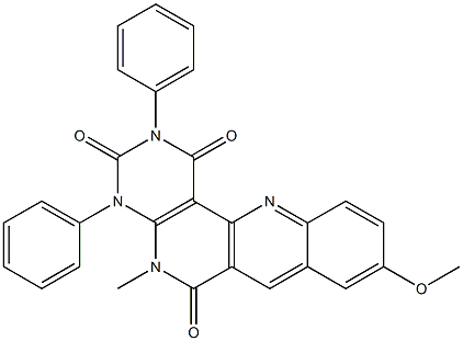 9-methoxy-5-methyl-2,4-diphenyl-1,2,3,4,5,6-hexahydrobenzo[b]pyrimido[4,5-h][1,6]naphthyridine-1,3,6-trione 구조식 이미지