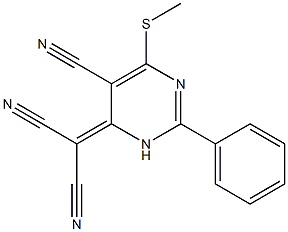 2-[5-cyano-6-(methylthio)-2-phenyl-3,4-dihydropyrimidin-4-yliden]malononitrile 구조식 이미지