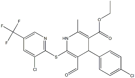 ethyl 4-(4-chlorophenyl)-6-{[3-chloro-5-(trifluoromethyl)-2-pyridinyl]sulfanyl}-5-formyl-2-methyl-1,4-dihydro-3-pyridinecarboxylate Structure