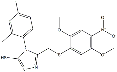 5-{[(2,5-dimethoxy-4-nitrophenyl)thio]methyl}-4-(2,4-dimethylphenyl)-4H-1,2,4-triazole-3-thiol Structure