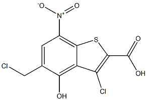 3-chloro-5-(chloromethyl)-4-hydroxy-7-nitrobenzo[b]thiophene-2-carboxylic acid 구조식 이미지