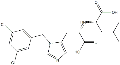 (2S)-2-[[(1S)-1-carboxy-2-[3-[(3,5-dichlorophenyl)methyl]imidazol-4-yl]ethyl]amino]-4-methyl-pentanoic acid 구조식 이미지