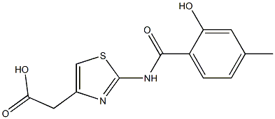 {2-[(2-hydroxy-4-methylbenzoyl)amino]-1,3-thiazol-4-yl}acetic acid 구조식 이미지