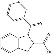 1-(pyridin-3-ylcarbonyl)-2,3-dihydro-1H-indole-2-carboxylic acid Structure