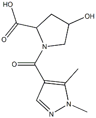 1-[(1,5-dimethyl-1H-pyrazol-4-yl)carbonyl]-4-hydroxypyrrolidine-2-carboxylic acid Structure