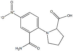 1-[2-(aminocarbonyl)-4-nitrophenyl]pyrrolidine-2-carboxylic acid Structure