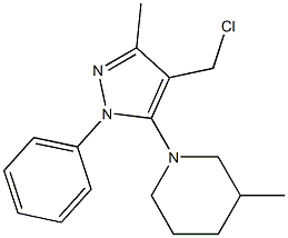 1-[4-(chloromethyl)-3-methyl-1-phenyl-1H-pyrazol-5-yl]-3-methylpiperidine Structure