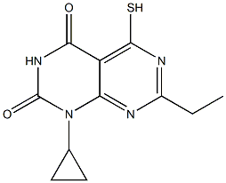 1-cyclopropyl-7-ethyl-5-mercaptopyrimido[4,5-d]pyrimidine-2,4(1H,3H)-dione 구조식 이미지