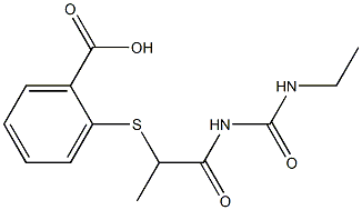 2-({1-[(ethylcarbamoyl)amino]-1-oxopropan-2-yl}sulfanyl)benzoic acid 구조식 이미지