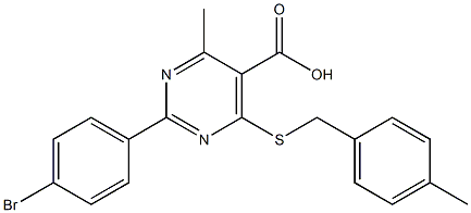 2-(4-bromophenyl)-4-methyl-6-[(4-methylbenzyl)thio]pyrimidine-5-carboxylic acid Structure