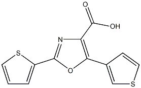 2-(thiophen-2-yl)-5-(thiophen-3-yl)-1,3-oxazole-4-carboxylic acid Structure
