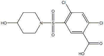 2,4-dichloro-5-[(4-hydroxypiperidine-1-)sulfonyl]benzoic acid Structure