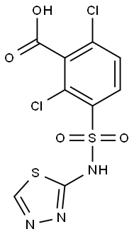 2,6-dichloro-3-(1,3,4-thiadiazol-2-ylsulfamoyl)benzoic acid 구조식 이미지