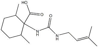 2,6-dimethyl-1-{[(3-methylbut-2-en-1-yl)carbamoyl]amino}cyclohexane-1-carboxylic acid 구조식 이미지