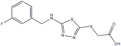 2-[(5-{[(3-fluorophenyl)methyl]amino}-1,3,4-thiadiazol-2-yl)sulfanyl]acetic acid 구조식 이미지