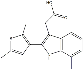 2-[2-(2,5-dimethylthiophen-3-yl)-7-methyl-1H-indol-3-yl]acetic acid 구조식 이미지