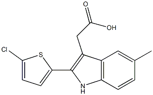 2-[2-(5-chlorothiophen-2-yl)-5-methyl-1H-indol-3-yl]acetic acid 구조식 이미지