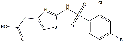 2-{2-[(4-bromo-2-chlorobenzene)sulfonamido]-1,3-thiazol-4-yl}acetic acid Structure