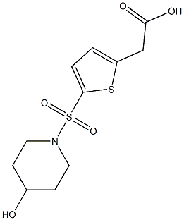 2-{5-[(4-hydroxypiperidine-1-)sulfonyl]thiophen-2-yl}acetic acid Structure