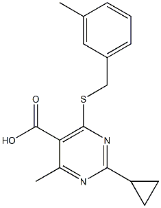 2-cyclopropyl-4-methyl-6-[(3-methylbenzyl)thio]pyrimidine-5-carboxylic acid Structure