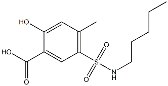 2-hydroxy-4-methyl-5-(pentylsulfamoyl)benzoic acid 구조식 이미지