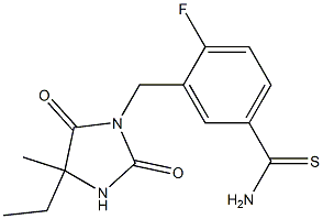 3-[(4-ethyl-4-methyl-2,5-dioxoimidazolidin-1-yl)methyl]-4-fluorobenzene-1-carbothioamide 구조식 이미지