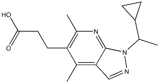 3-[1-(1-cyclopropylethyl)-4,6-dimethyl-1H-pyrazolo[3,4-b]pyridin-5-yl]propanoic acid 구조식 이미지