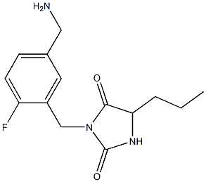 3-{[5-(aminomethyl)-2-fluorophenyl]methyl}-5-propylimidazolidine-2,4-dione Structure